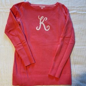 Lilly Pulitzer Initial Monogram “K” Marielle Sweater Pink Size Medium
